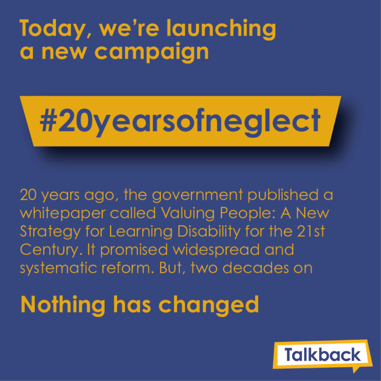 An image of our #20yearsofneglect campaign